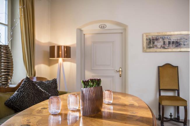 A guest room at Hotel Stafler